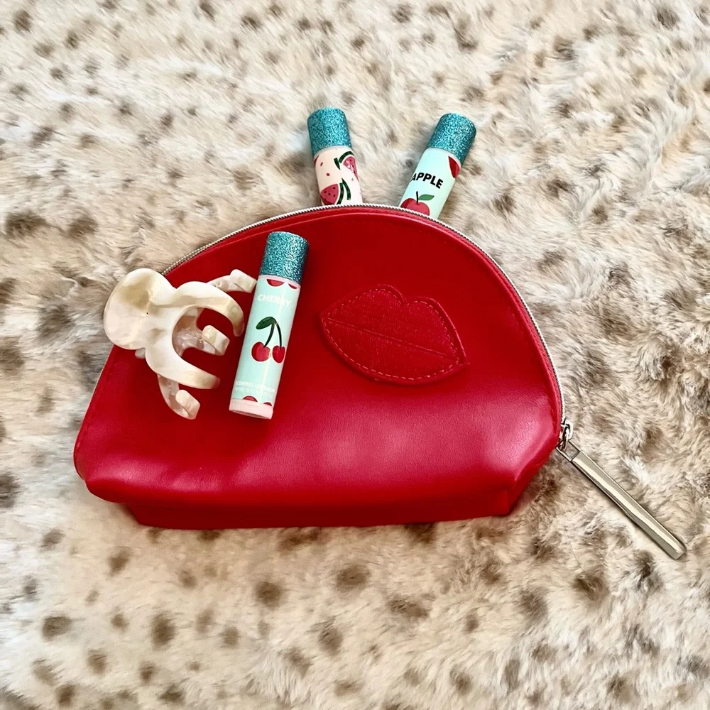 💋NWOT Lancôme Red Makeup Bag with Lips💋 - Picture 6 of 9